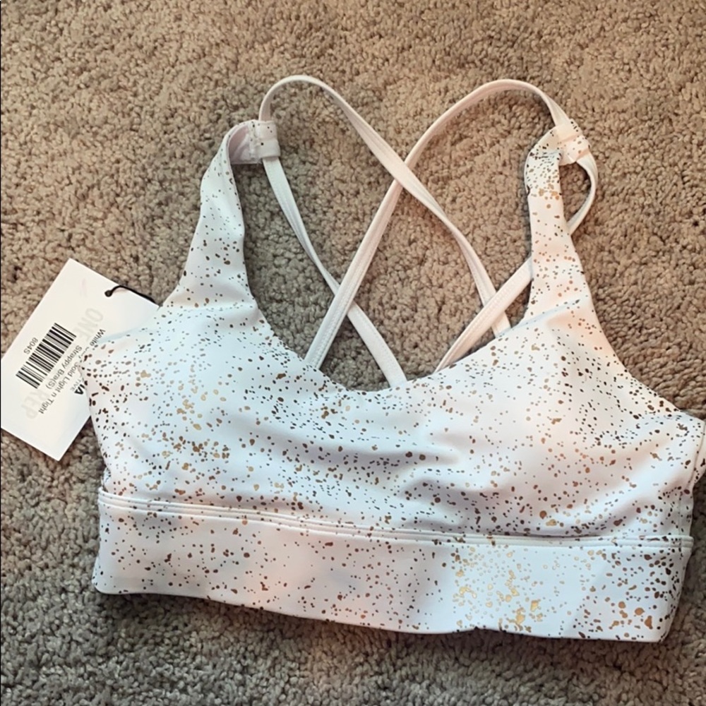 NWT Gold and Strappy Sports Bra